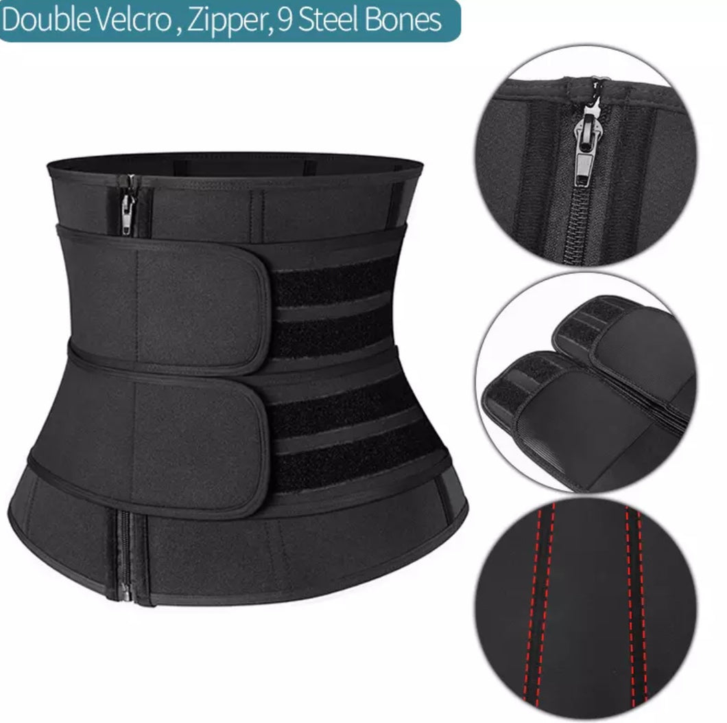 Double band zip up waist trainer